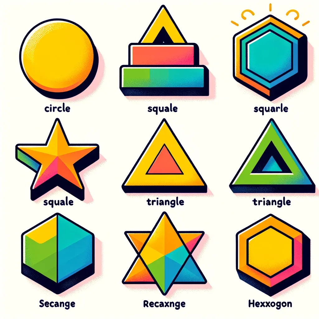 Bonus: More shape shaped shapes 5 DALL E 2024 03 17 13.06.02 Create a colorful and educational guide featuring basic geometric shapes aimed at assisting children in their learning process. The image should incl 2