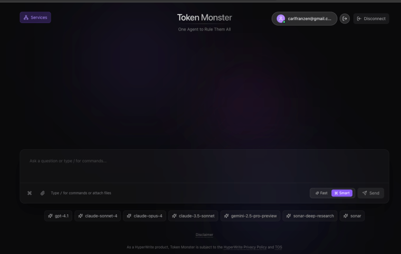 Which LLM should you use? Token Monster automatically combines multiple models and tools for you 3 Screenshot 2025 05 30 at 1.38.54E280AFPM