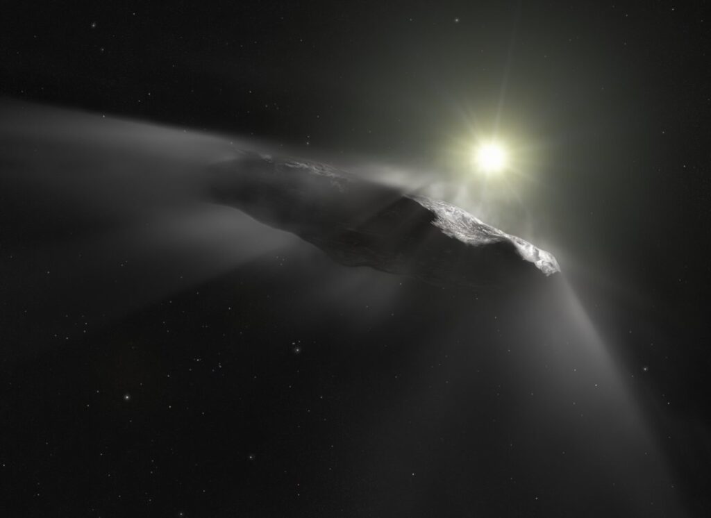 Artist impression of Oumuamua pillars