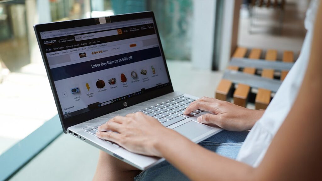 woman shopping on amazon