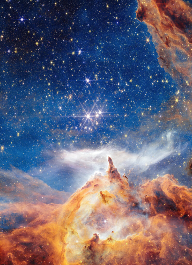 Glittering glimpse of star birth pillars