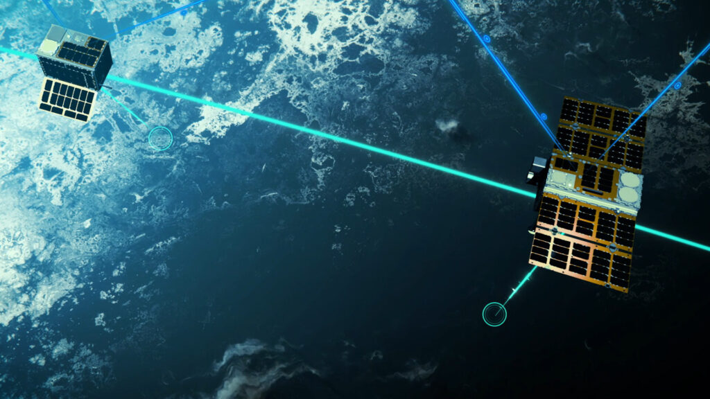 LEO PNT satellites orbiting pillars