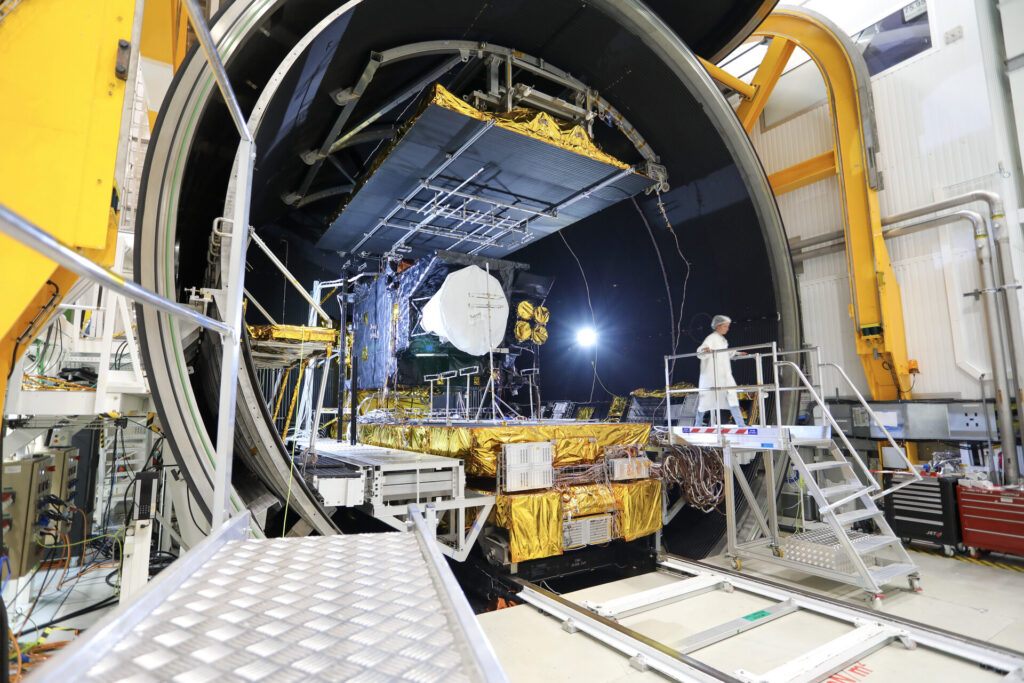 Second MTG Imager in the Thermal Vacuum chamber pillars