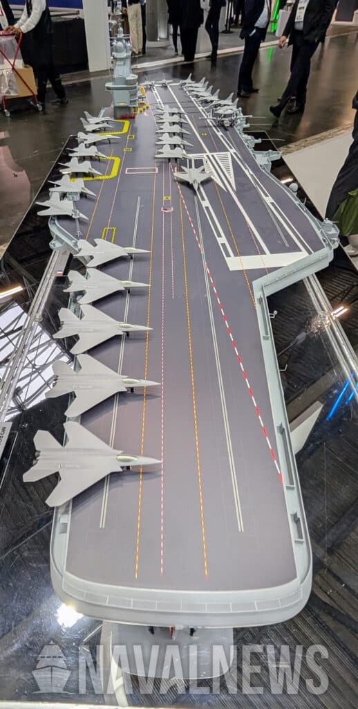 France plans to order 3rd EMALS catapult track for future aircraft carrier 2 PANG aircraft carrier Euronaval 2024 3 518x1024 1