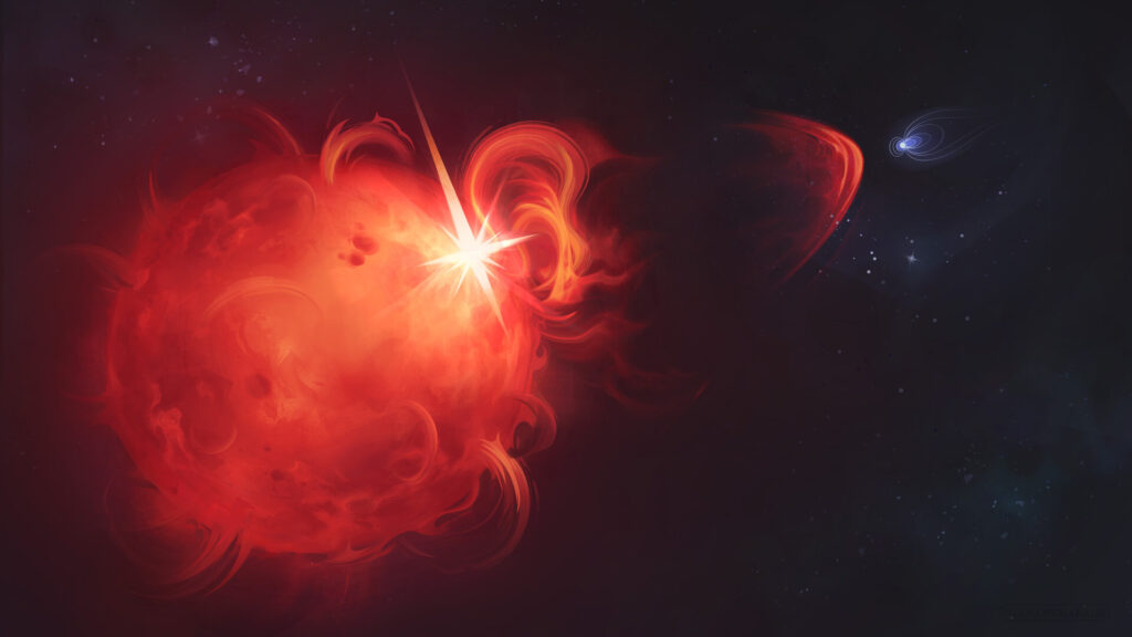 First confirmed sighting of explosive burst on nearby star 2 An explosion on another star artist s impression pillars