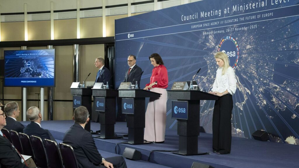 ESA Council meeting at Ministerial level 2025 press conference pillars