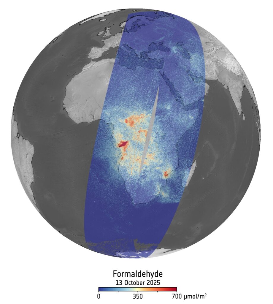 Formaldehyde over Africa measured by Sentinel 5A pillars
