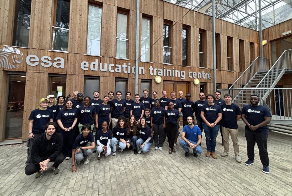 ESA and AfSA join forces for systems engineering training 2 Group picture at the Space Systems Engineering Training Course at ESEC Galaxia pillars